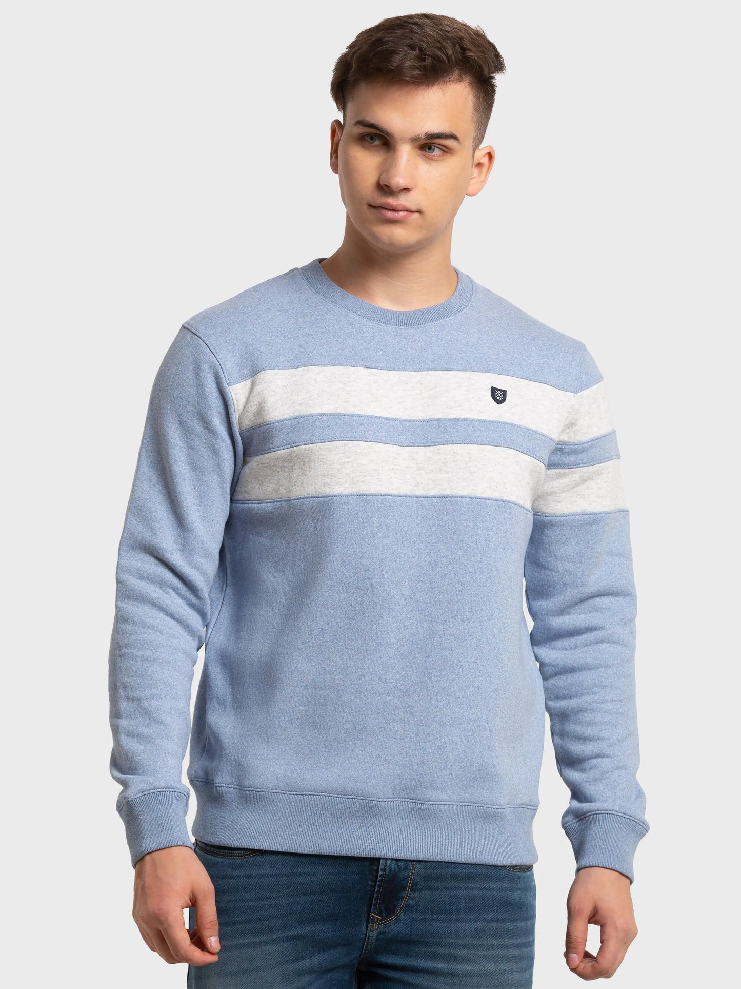 Men Tailored Fit Blue Sweatshirt
