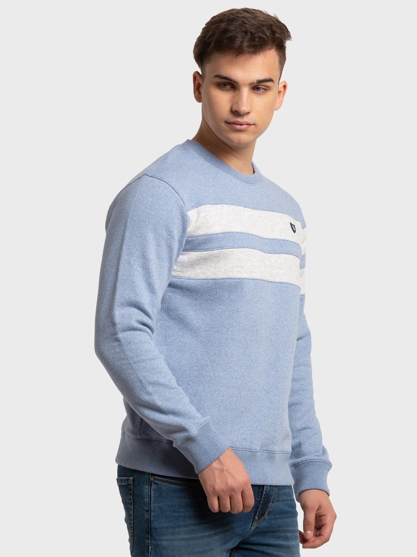 Men Tailored Fit Blue Sweatshirt