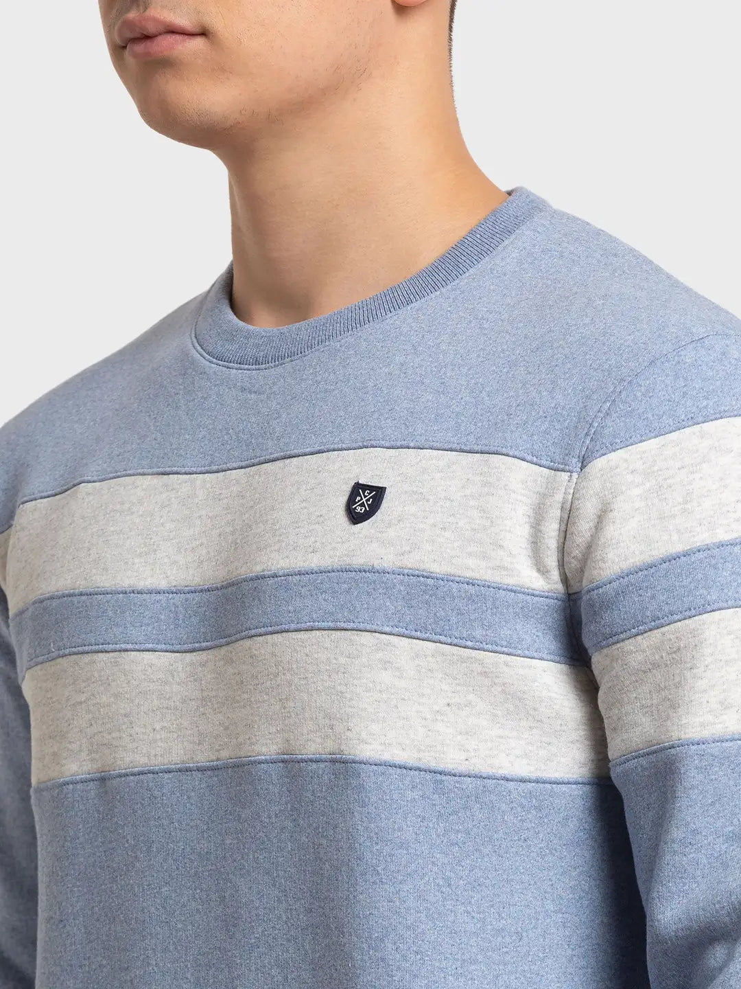 Men Tailored Fit Blue Sweatshirt