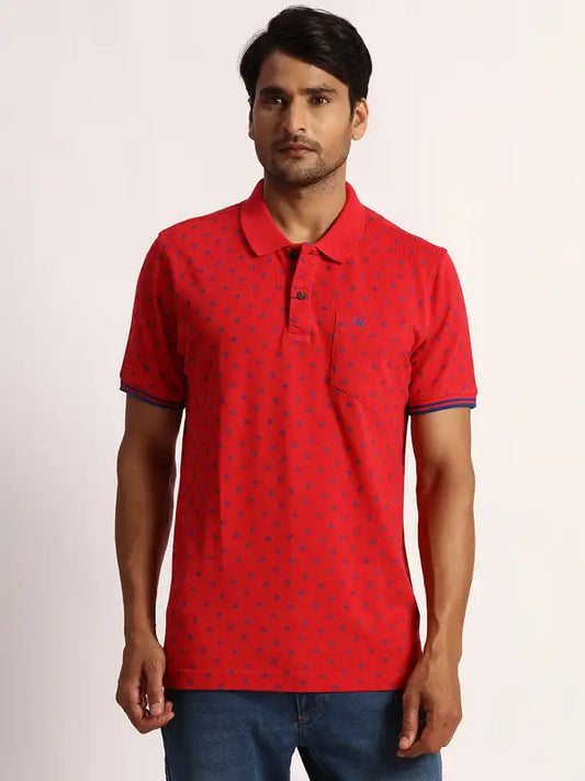 Men Tailored Fit Blue T-Shirt