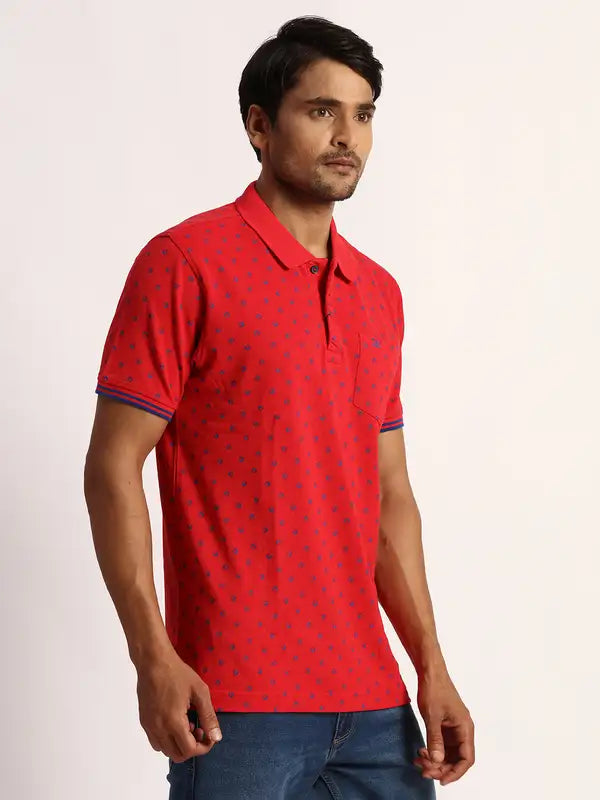 Men Tailored Fit Blue T-Shirt