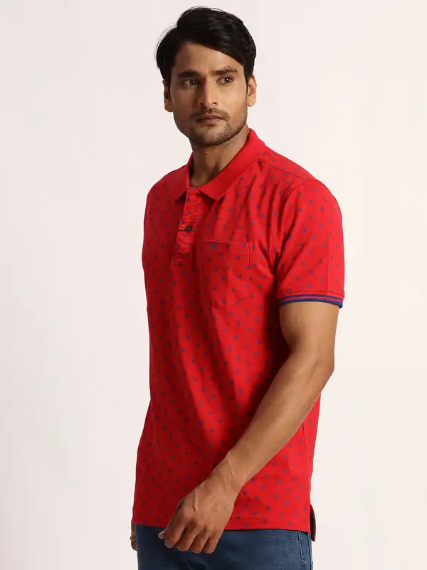 Men Tailored Fit Blue T-Shirt