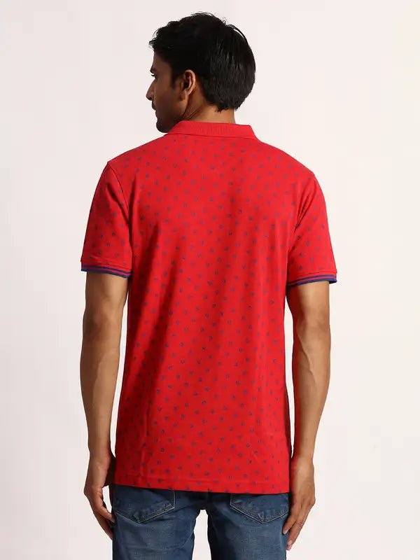Men Tailored Fit Blue T-Shirt