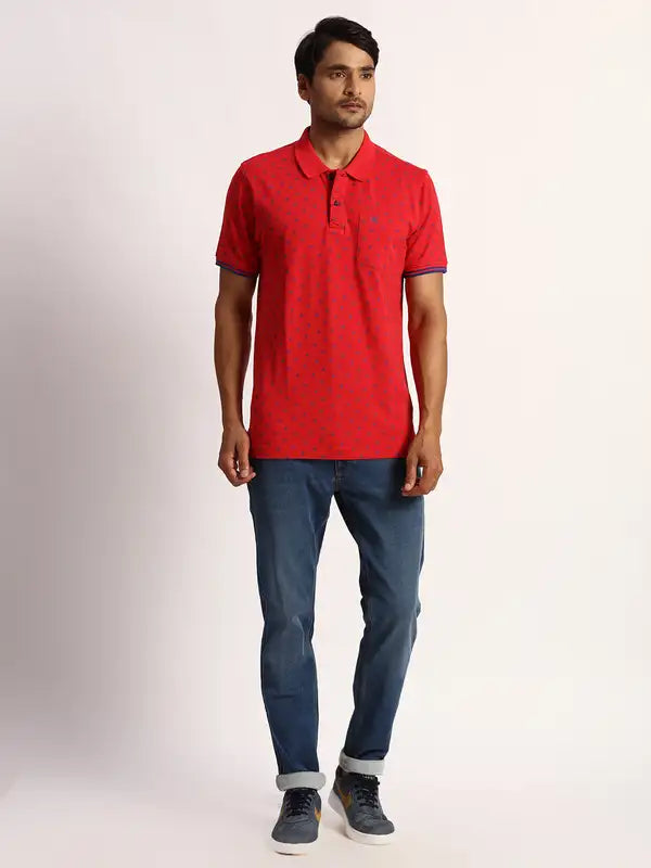 Men Tailored Fit Blue T-Shirt
