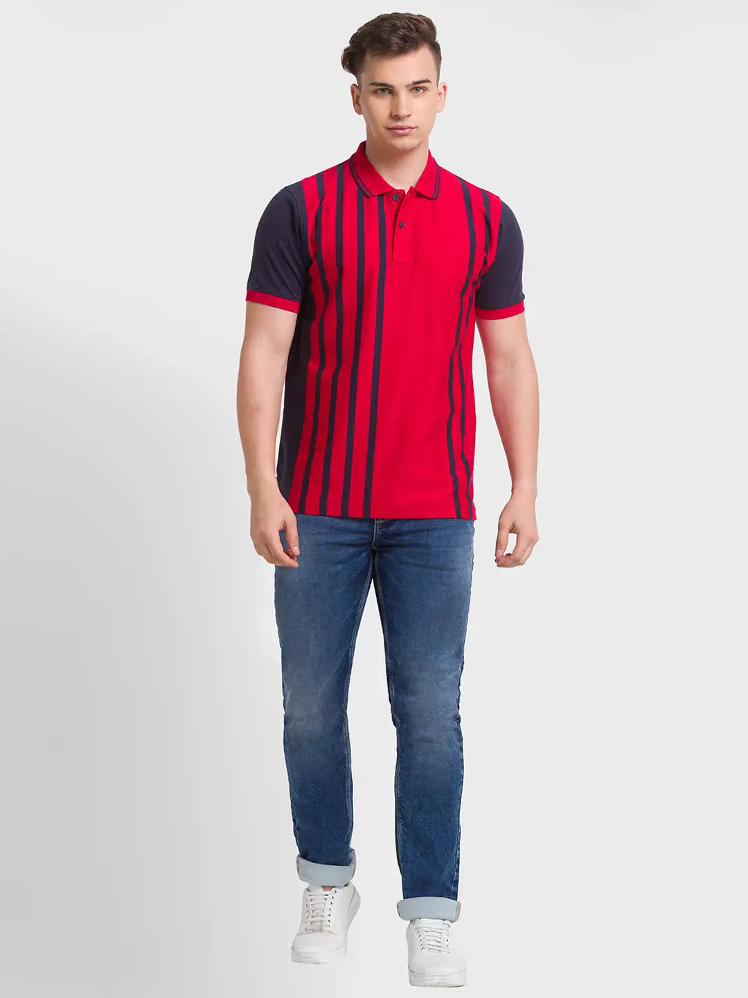 Men Tailored Fit Blue Polo