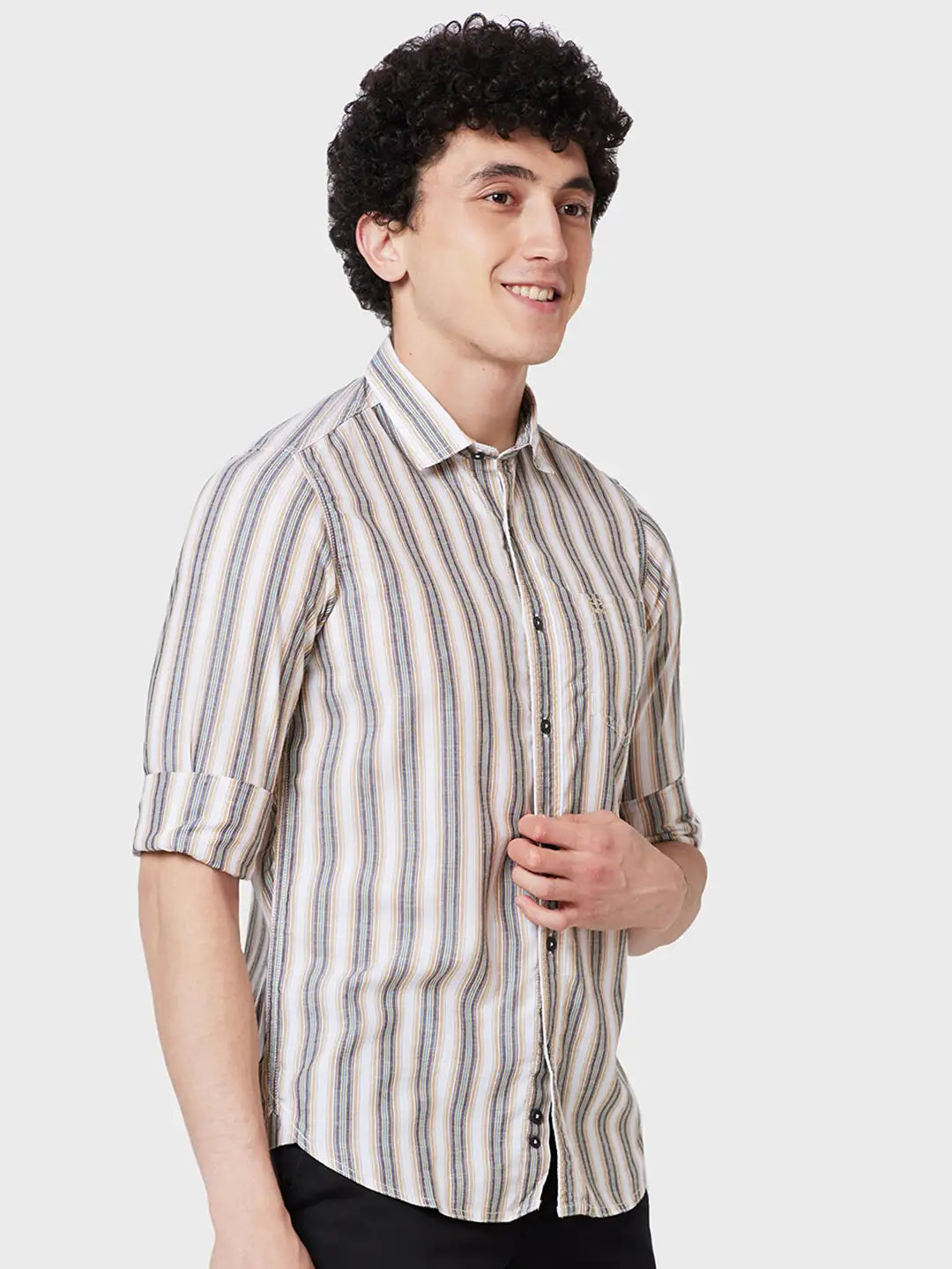 Men Tailored Fit Blue T-Shirt