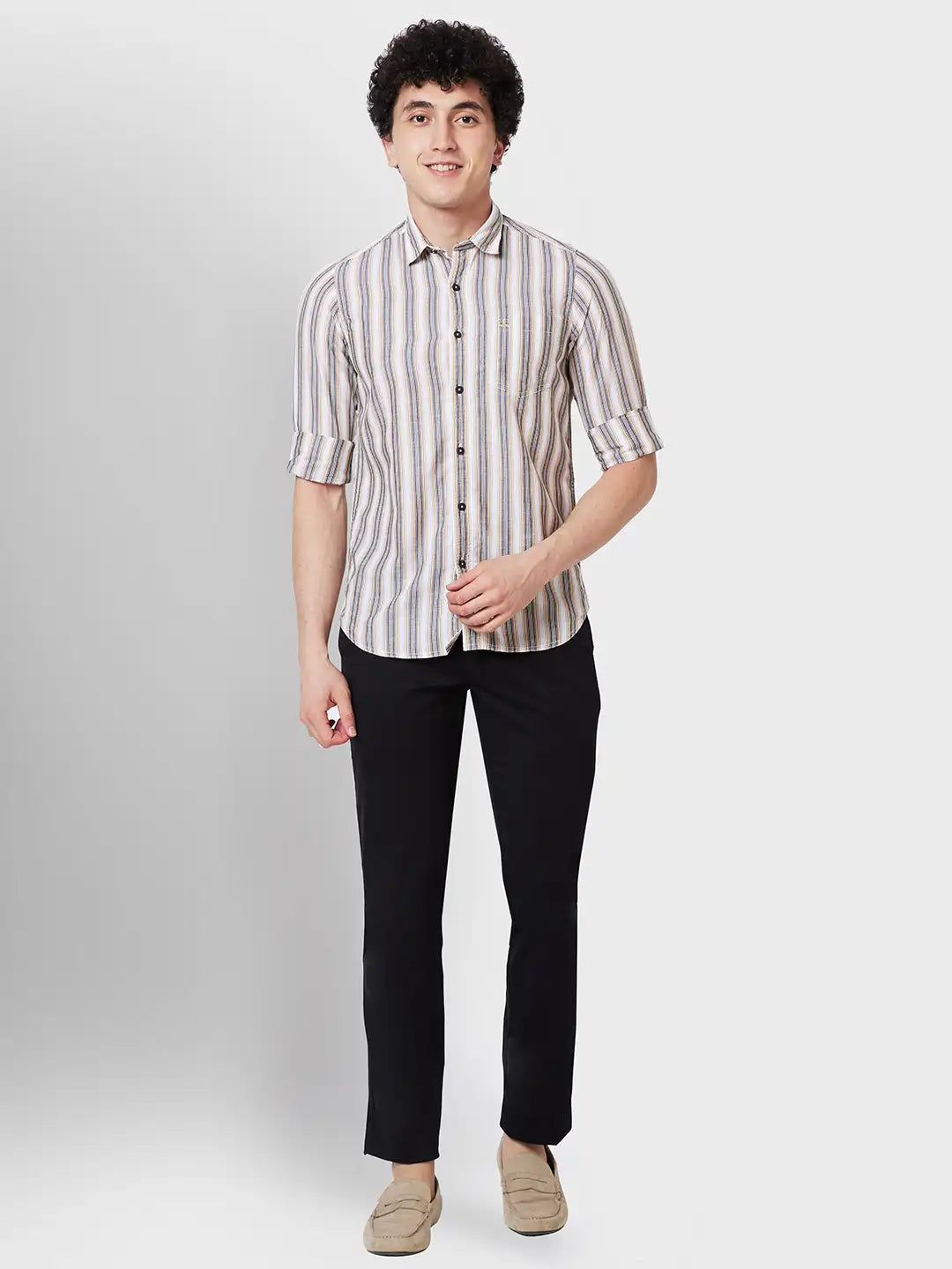 Men Tailored Fit Blue T-Shirt