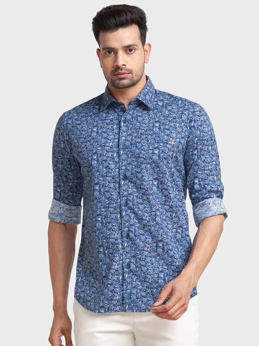 Men Tailored Fit Blue Shirt