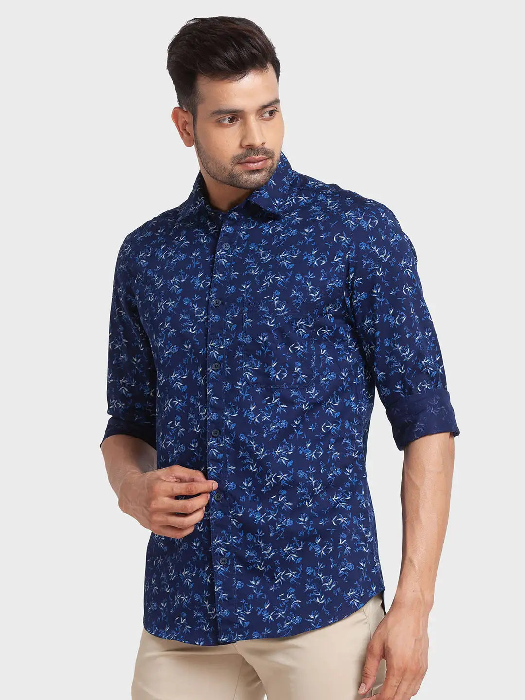 Men Tailored Fit Blue Shirt