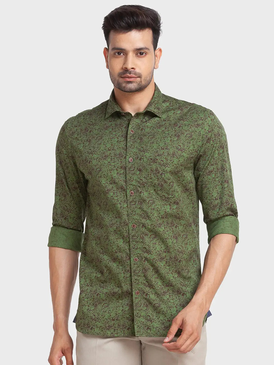Men Tailored Fit Green Shirt