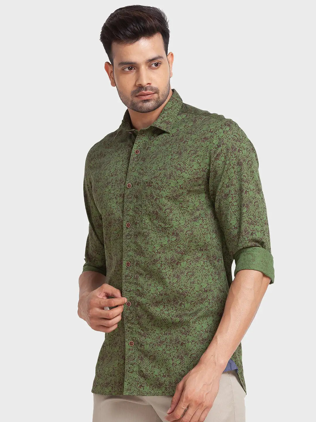 Men Tailored Fit Green Shirt