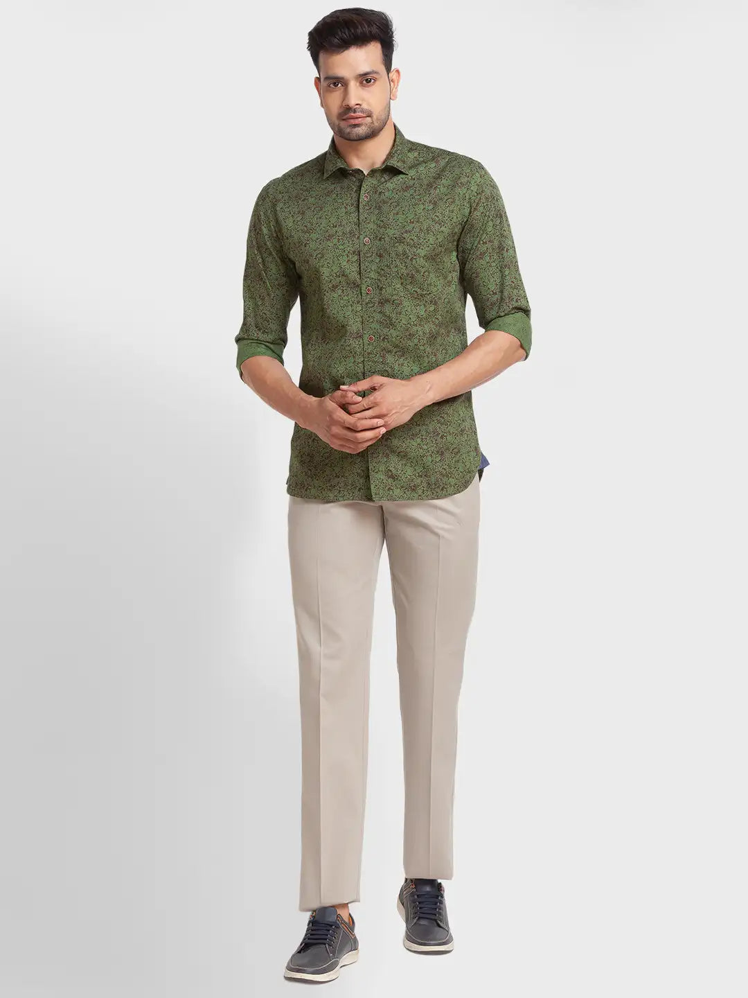Men Tailored Fit Green Shirt