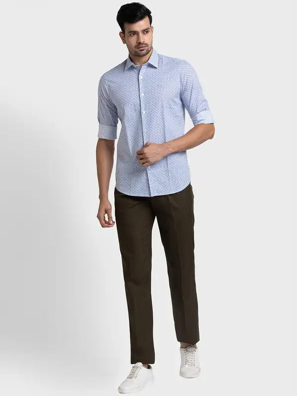 Men Tailored Fit Yellow Shirt