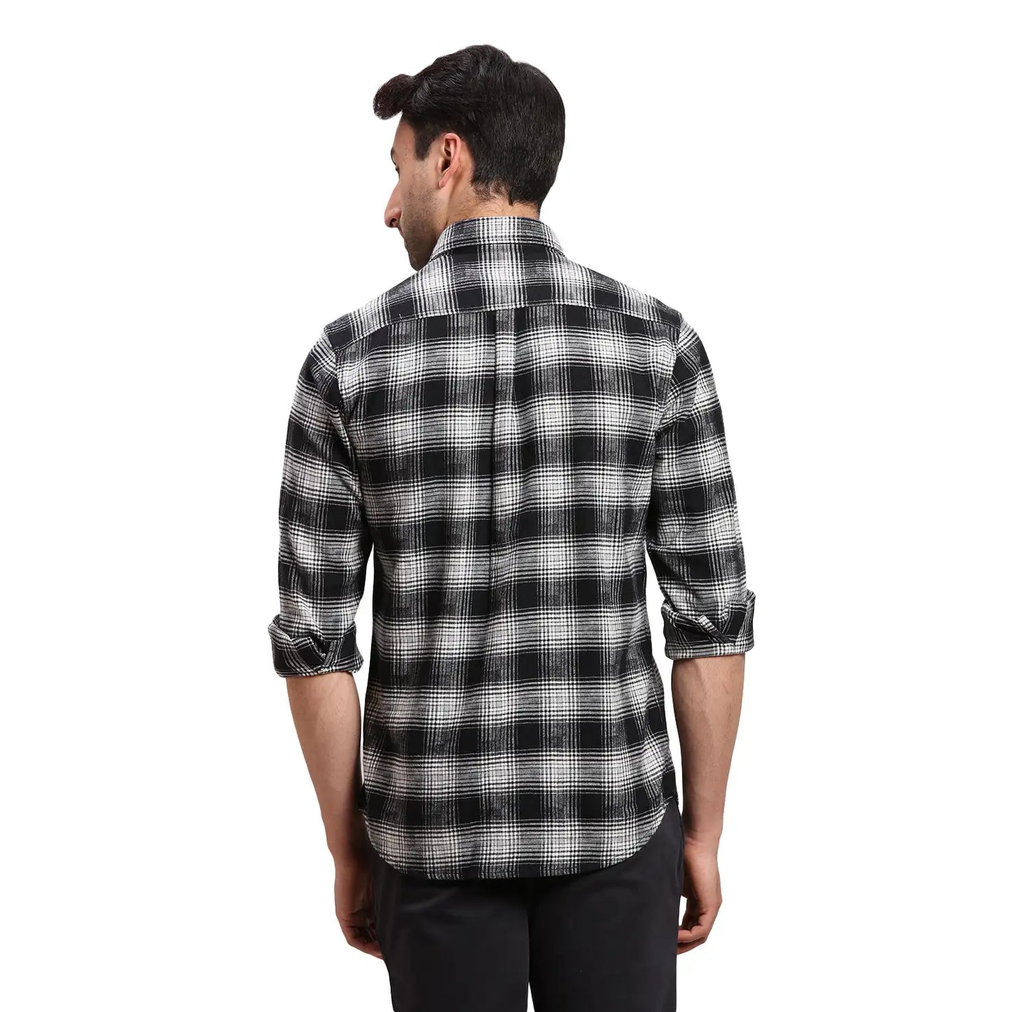 Men Green Regular Fit Checks Cotton Full Sleeves Shirts