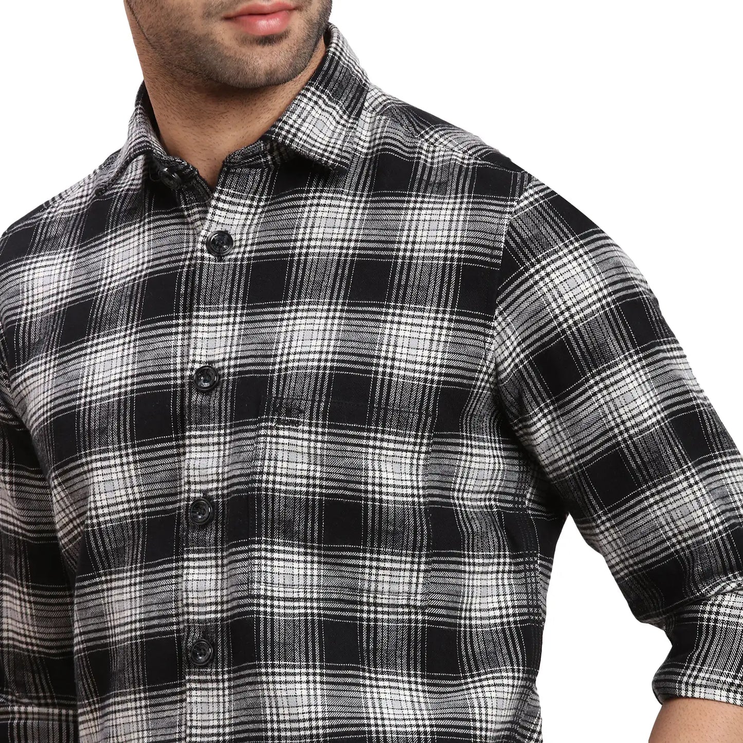 Men Green Regular Fit Checks Cotton Full Sleeves Shirts