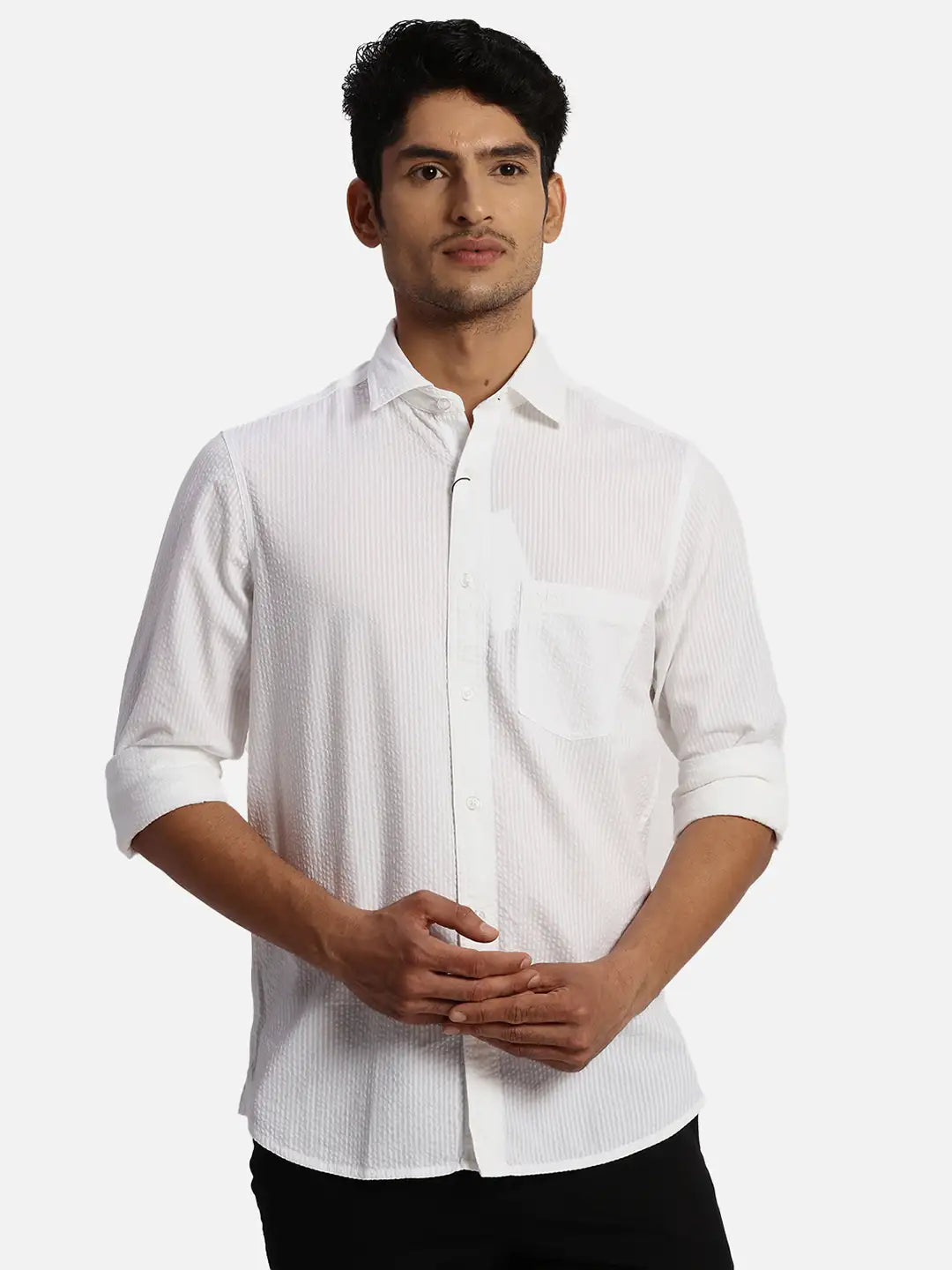 ColorPlus Regular Fit Solid Medium Blue Shirt