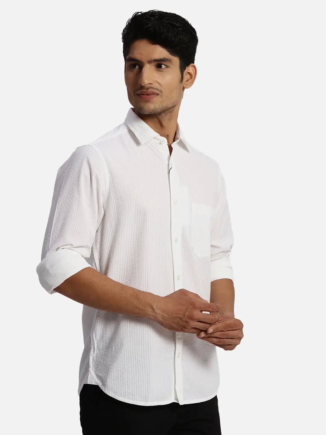 ColorPlus Regular Fit Solid Medium Blue Shirt