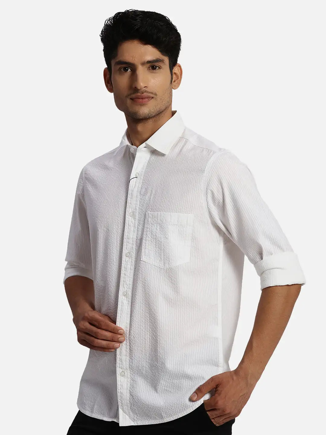 ColorPlus Regular Fit Solid Medium Blue Shirt