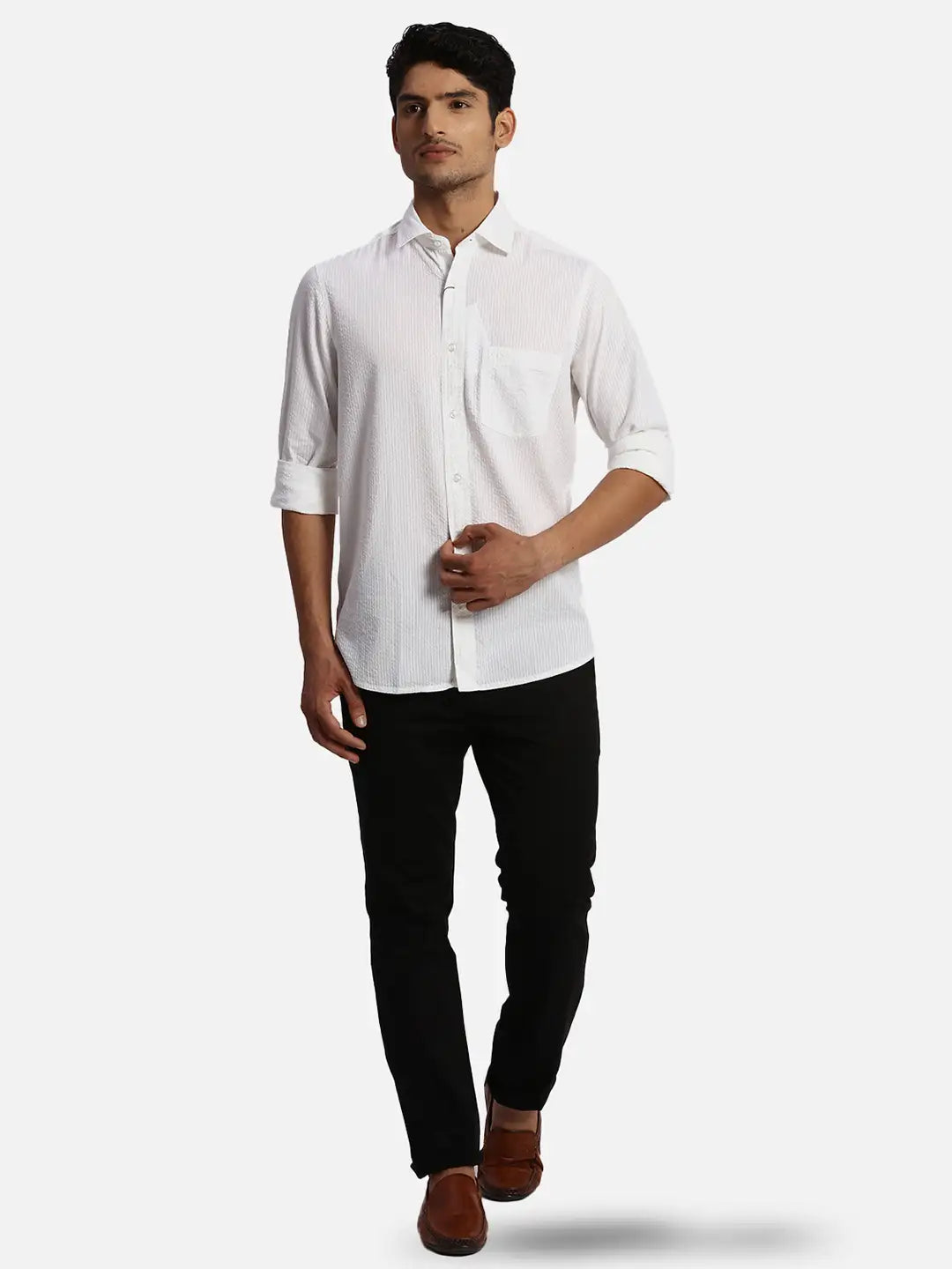 ColorPlus Regular Fit Solid Medium Blue Shirt