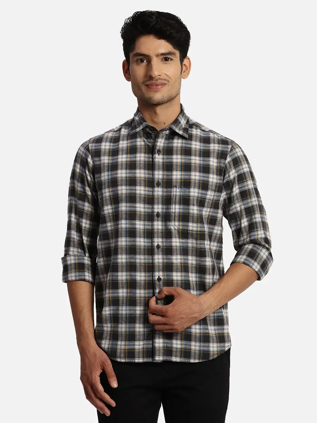 ColorPlus Regular Fit Striped Medium Blue Shirt