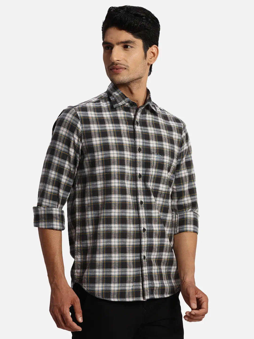ColorPlus Regular Fit Striped Medium Blue Shirt
