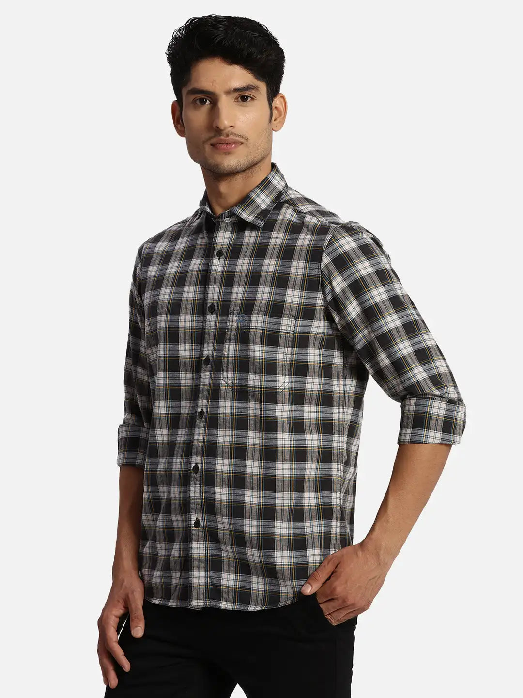 ColorPlus Regular Fit Striped Medium Blue Shirt