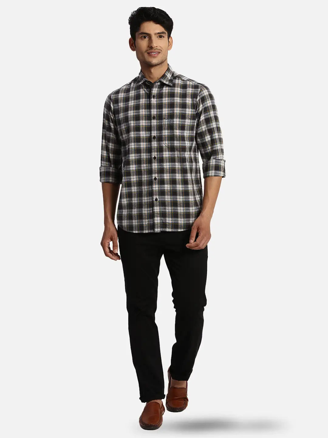 ColorPlus Regular Fit Striped Medium Blue Shirt