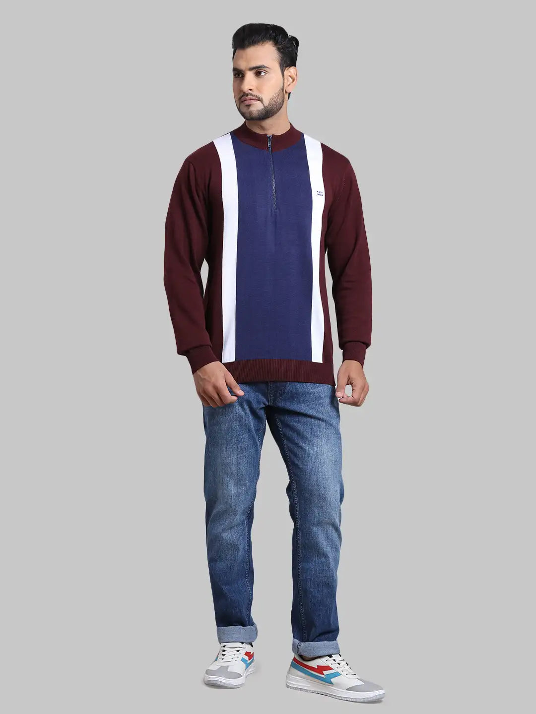 Men Tailored Fit Navy Sweater