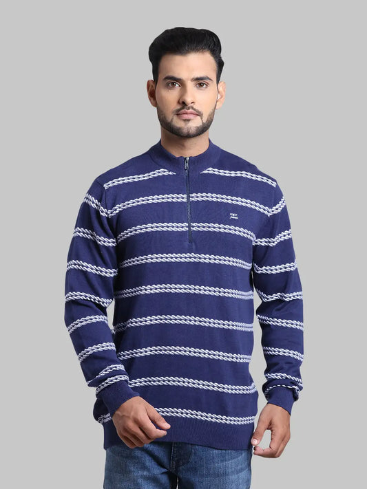 Men Tailored Fit  Grey Sweater