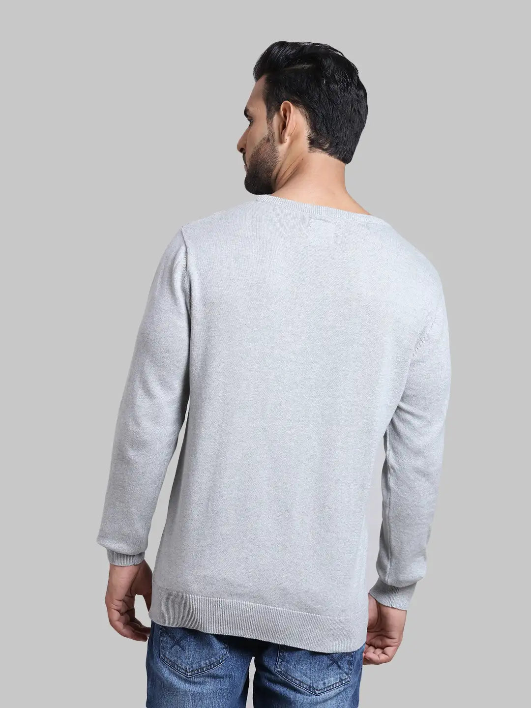 Men Tailored Fit  Blue Sweater