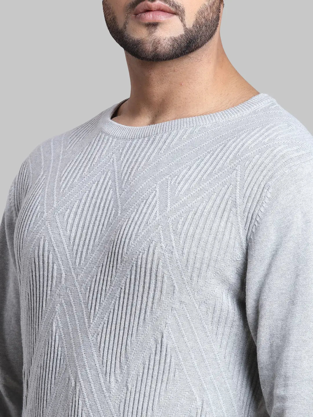 Men Tailored Fit  Blue Sweater