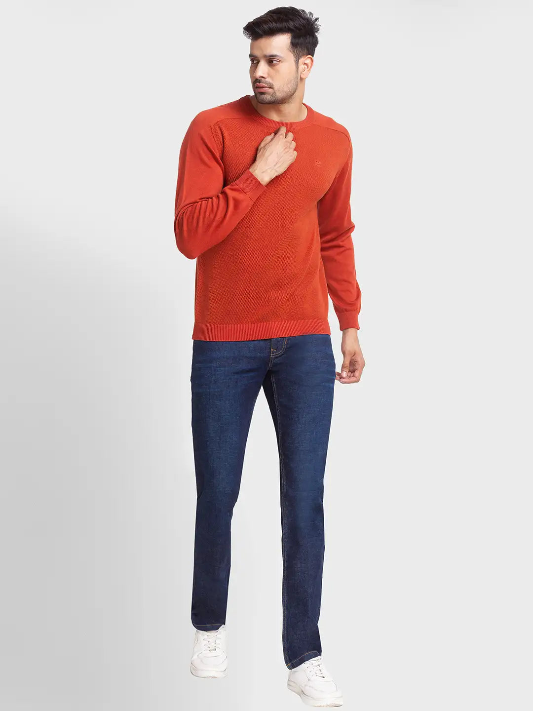Men Tailored Fit Green Sweater