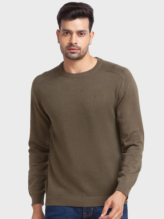 Men Tailored Fit Blue Sweater