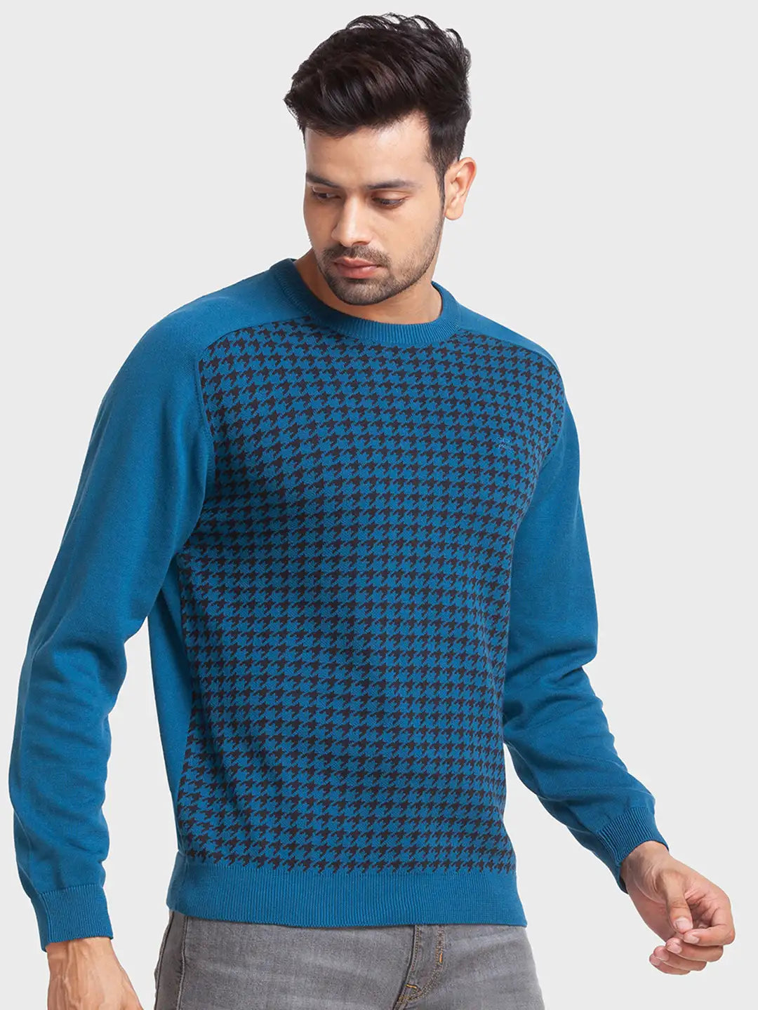 Men Tailored Fit Maroon Sweater