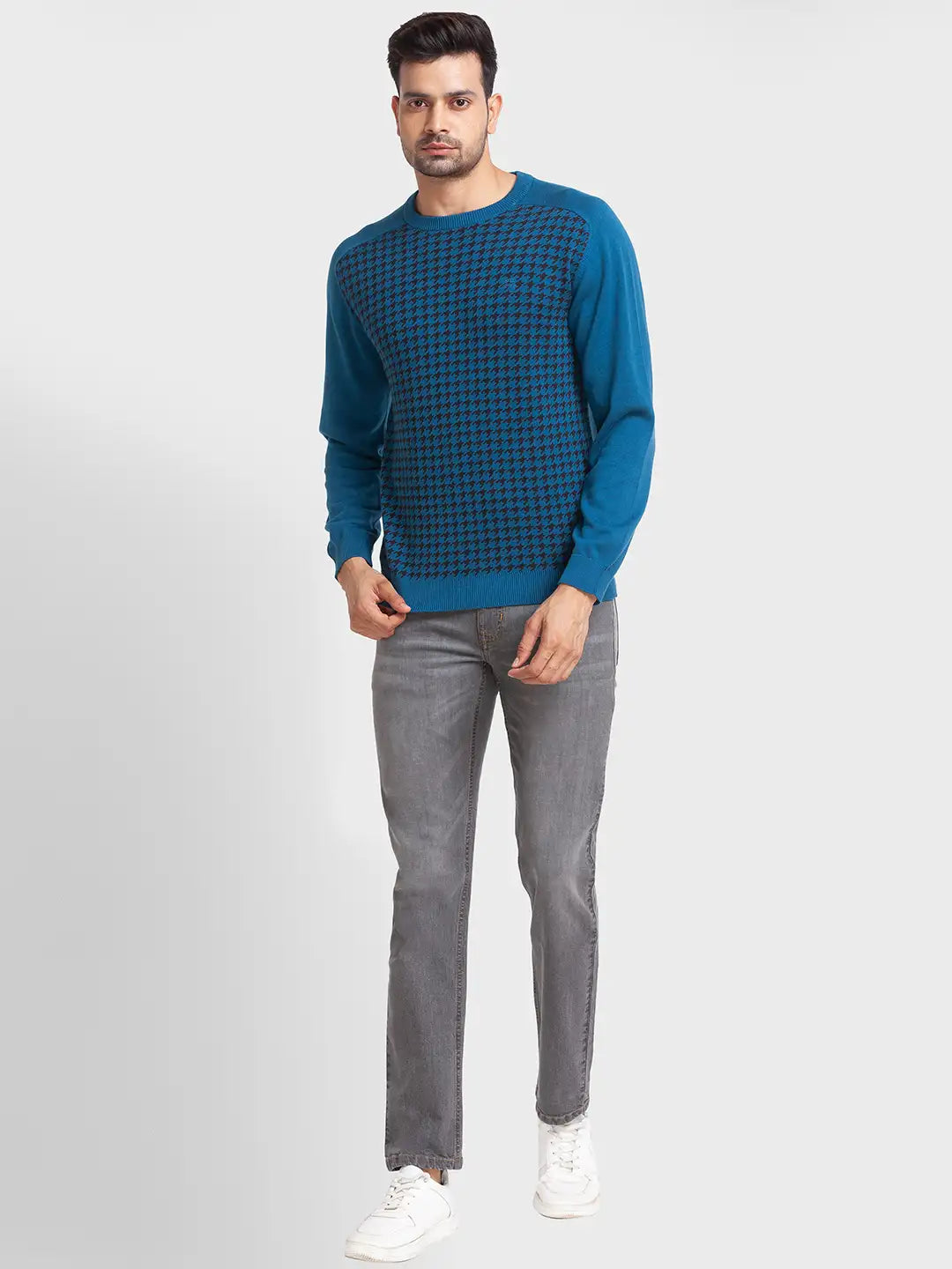 Men Tailored Fit Maroon Sweater
