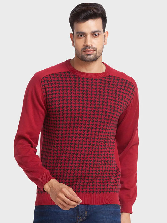 Men Tailored Fit Red Sweater