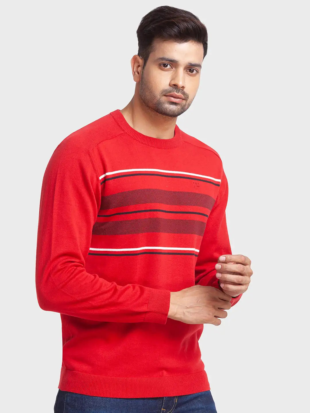Men Tailored Fit White Sweater