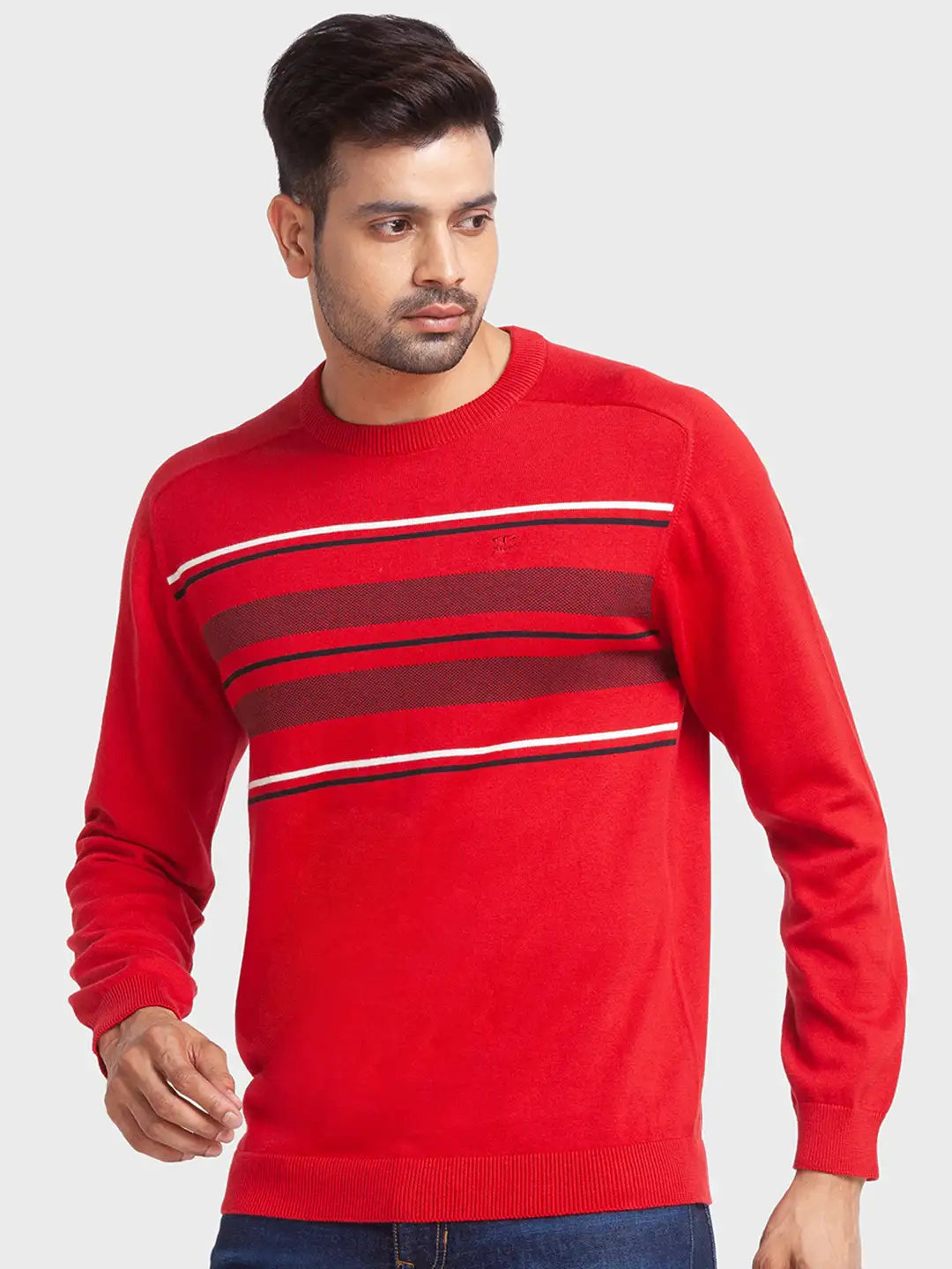 Men Tailored Fit White Sweater