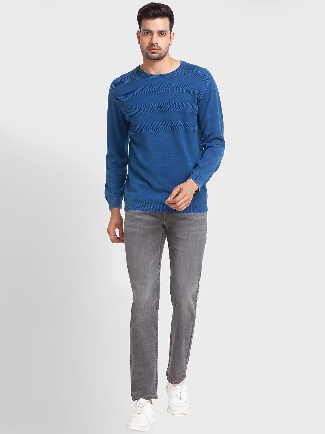 Men Tailored Fit Grey Sweater
