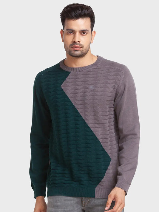 Men Tailored Fit Green Sweater