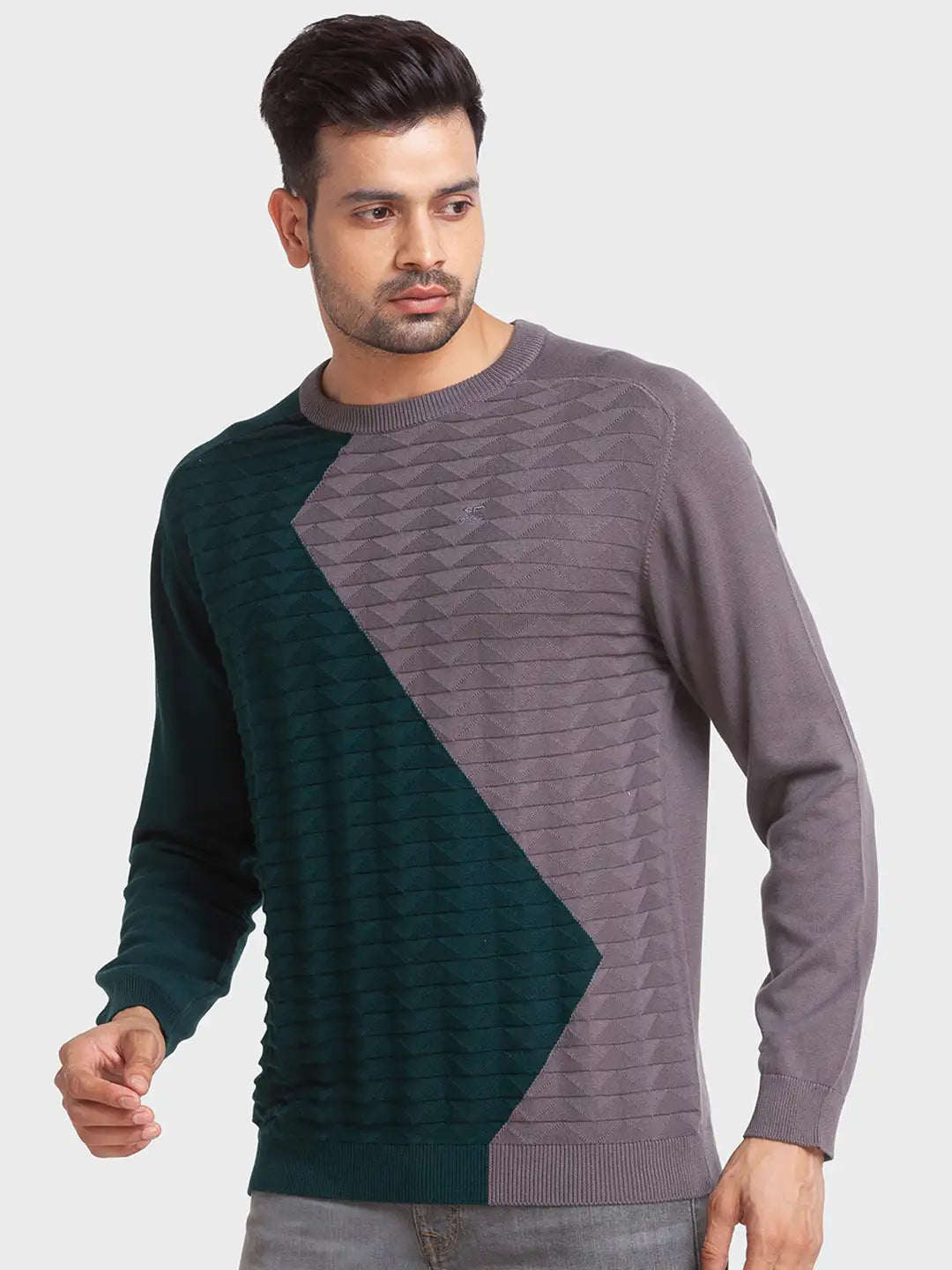 Men Tailored Fit Green Sweater