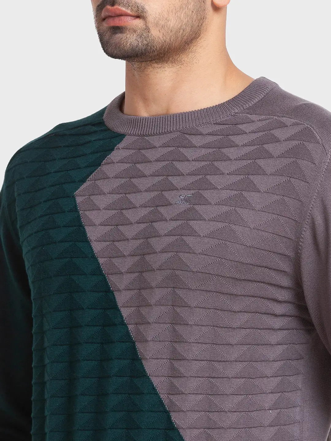 Men Tailored Fit Green Sweater