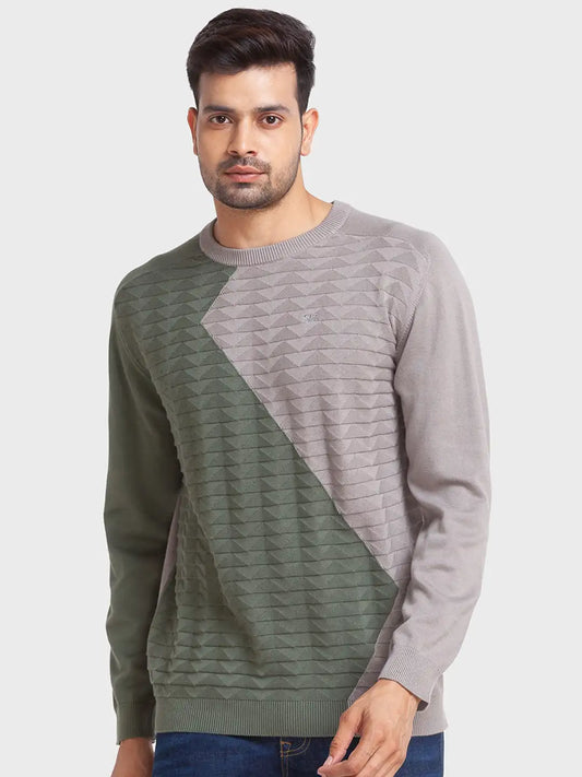 Men Tailored Fit Blue Sweater