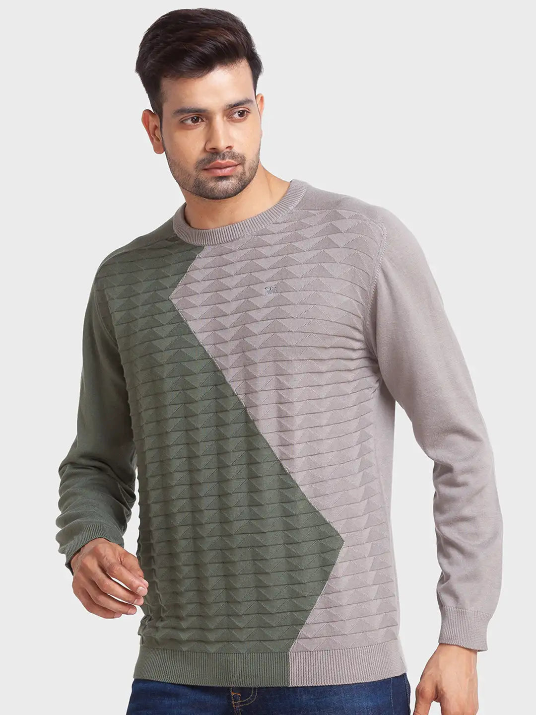 Men Tailored Fit Blue Sweater