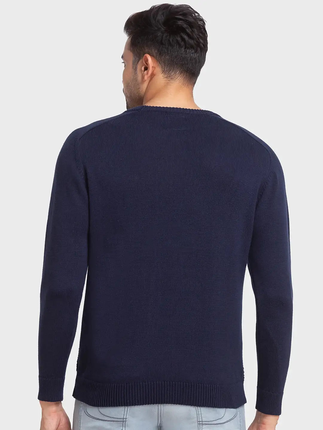 Men Tailored Fit White Sweater