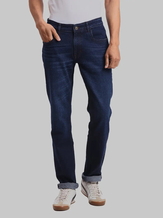 ColorPlus Straight Fit Solid Medium Blue Jeans