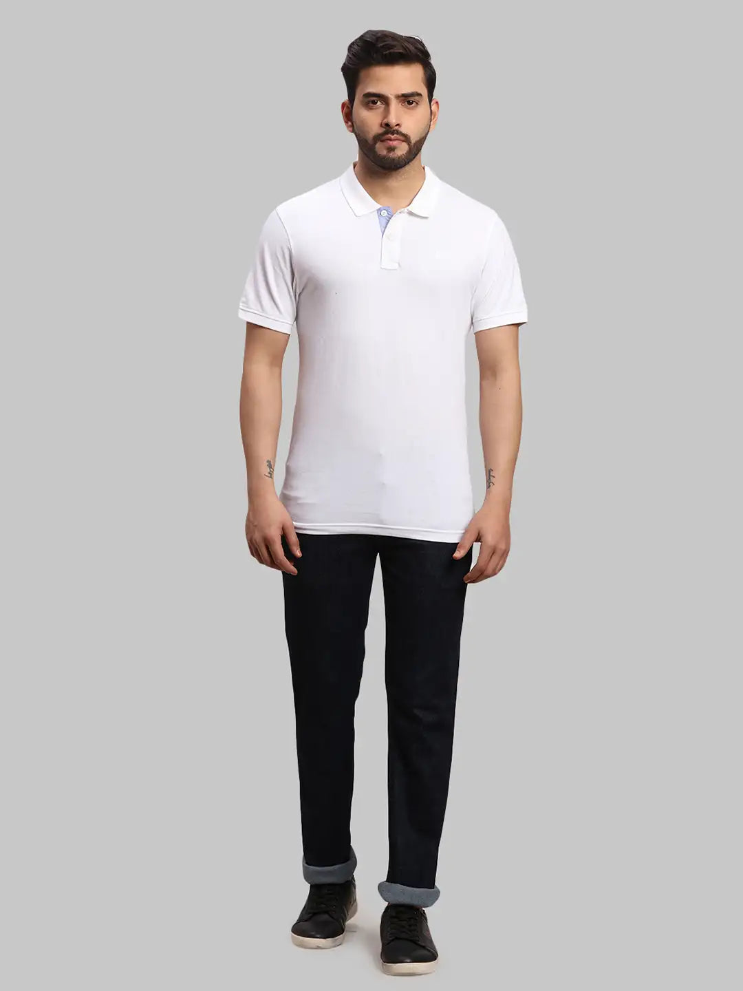 Men Tapered Fit White Jeans