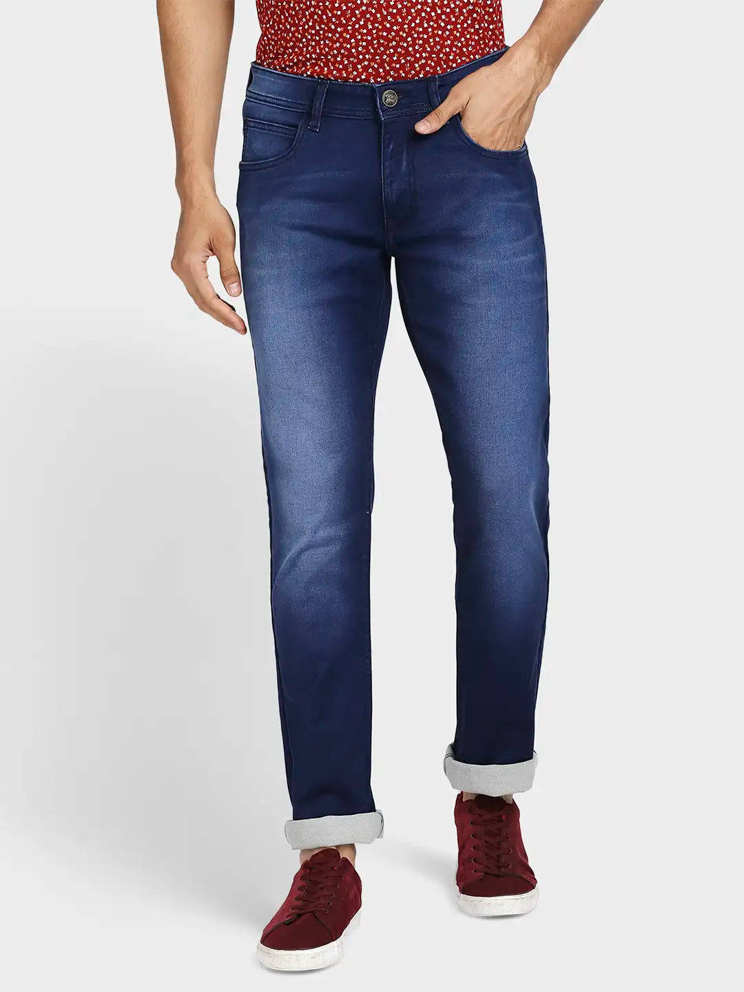 Men Tapered Fit Dark Blue Jeans