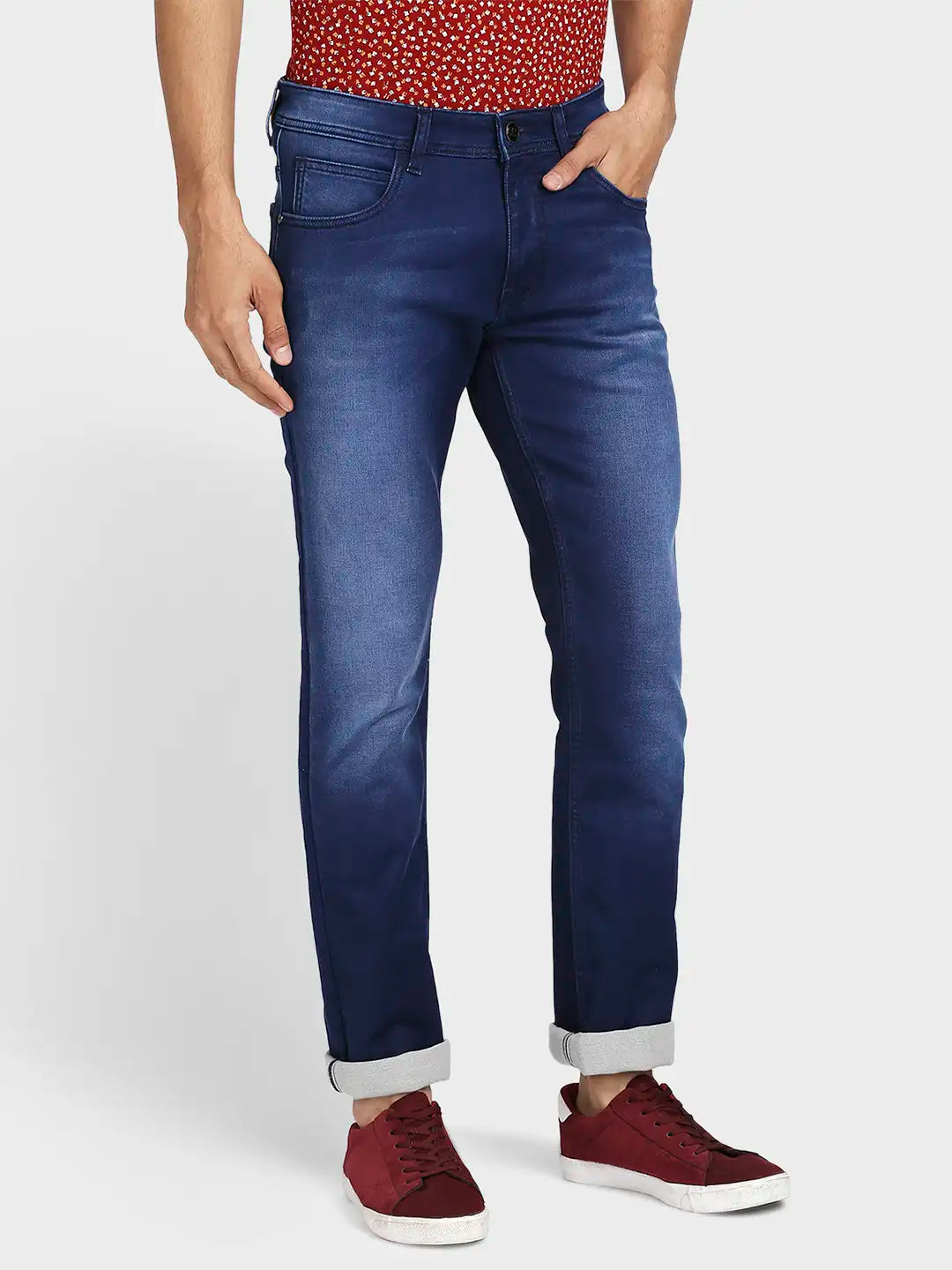 Men Tapered Fit Dark Blue Jeans