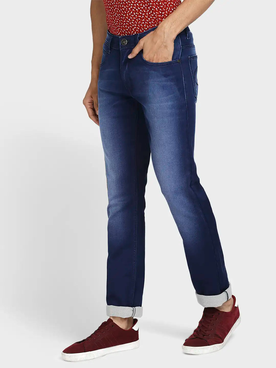 Men Tapered Fit Dark Blue Jeans